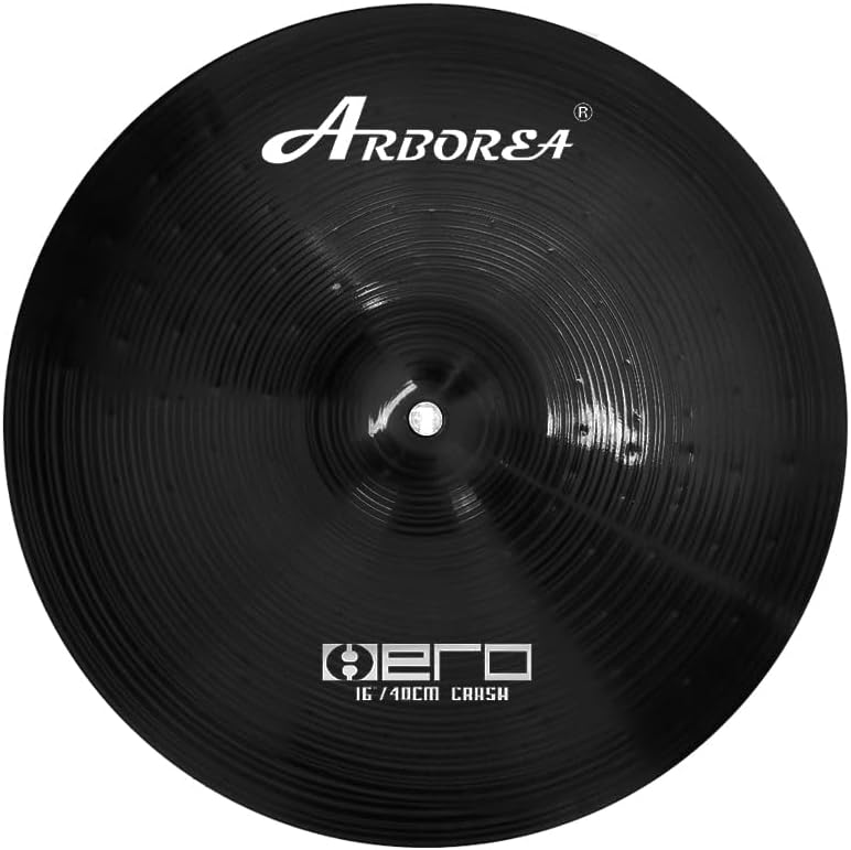 Arborea طقم صنجات للدرام 7 قطع سلسلة هيرو السوداء تشمل 14" هاي هات 16" كراش 20" رايد بالإضافة إلى 10" سبلش 16" أوزون ستاكر 18" صنج صيني حقيبة صنج مجانية - Image 3
